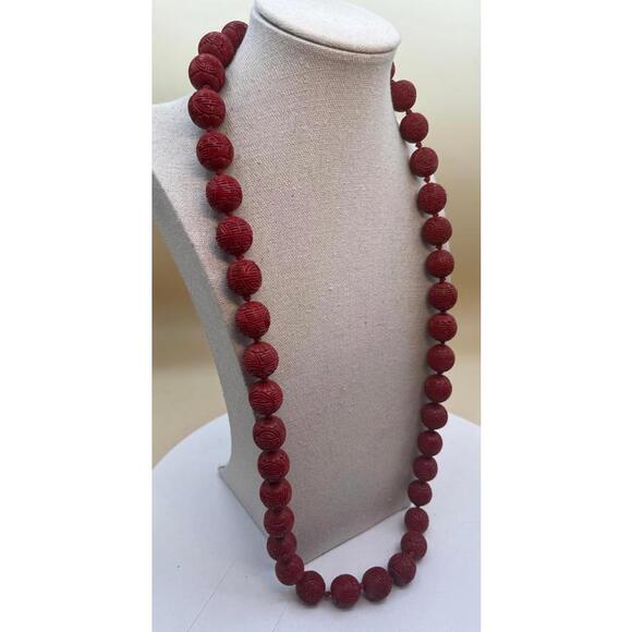Vintage Chinese Cinnabar Necklace for Women - Picture 3 of 7